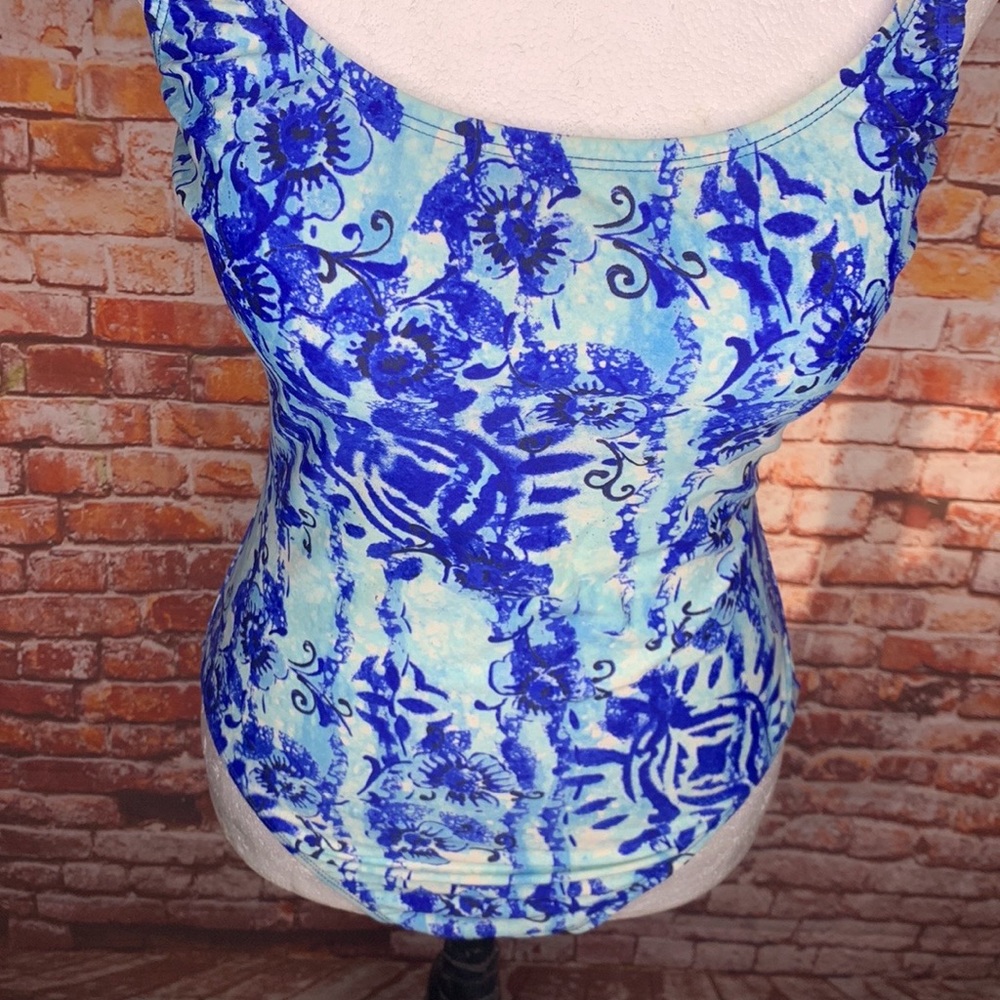 Catalina Blue and White Floral One Piece Bathing Suit - Picture 4 of 11